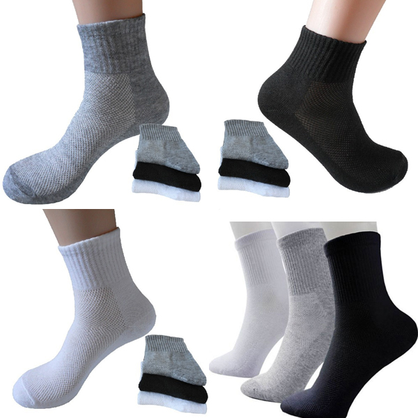 2019 Mens Solid Short Dress Mesh Socks 