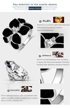 Exaggerated Design Platinum Plating Austrian Cystal SWA Element Black Flower Ring For Women Ri HQ1006 B