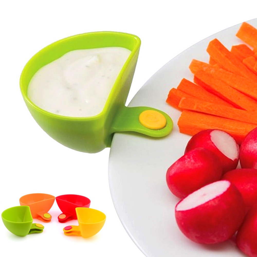 4Psc/Set Dip Clips Kitchen Bowl kit Tool Small Dishes Spice Clip For Tomato Sauce Salt Vinegar Sugar Flavor Spices