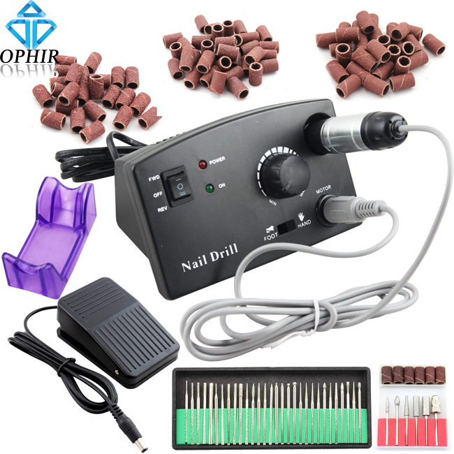 2014 Hot OPHIR 30000RPM Electric Nail Drill Kit Pedicure Manicure Bits+Sanding Bands Nail Tools 220V EU Plug#KD146WE+163+165-167