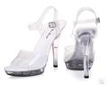 Shoes Woman Summer Sexy High heeled Shoes 12cm Model Catwalk Waterproof Transparent Sandals Big size 34