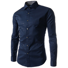 Hot Selling Spring Autumn Men High Quality Plaid/Stripe Print Dress Shirts Casual Slim Men Personality Long Sleeve Formal Shirts