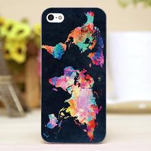 Colorful World map Design Customized transparent case cover cell mobile phone cases for Apple iphone 4 4s 5 5c 5s hard shell