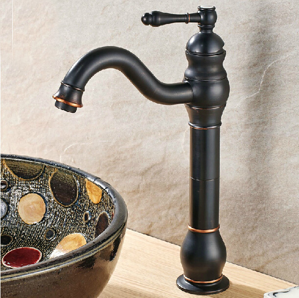 Oil Rubbed Bronze Finished Deck Mounted Bathroom Basin/Sink Faucet Single Handle Mixxer Tap