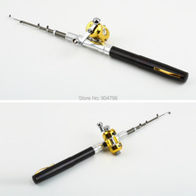 Portable mini Black Fibre glass   fishing pole  Rod pen and Reel Combos free shipping