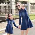 Parent child Outfit Spring 2016 Long Sleeve Skirt Cowboy Jeans Dress mother and daughter clothes Cultivate