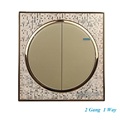 Luxury Champagne Gold Wall Switch 2 Gang 1 Way Single Control Light Switch Round Button Switch
