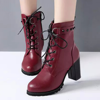 2014 new high thick heel lacing platform boots fashion women boots on sale extra wide calf vince ...