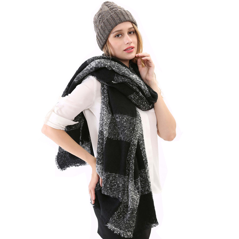 2015 Hot Sale Knitting Blanket Scarves Pashmina Foulard Feminino Knitted Long Winter Women font b Tartan