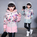 Thumbaby Winter New Floral Jacket Baby Girls Coat Fashion Down Coat Jackets Girls Long style Cotton