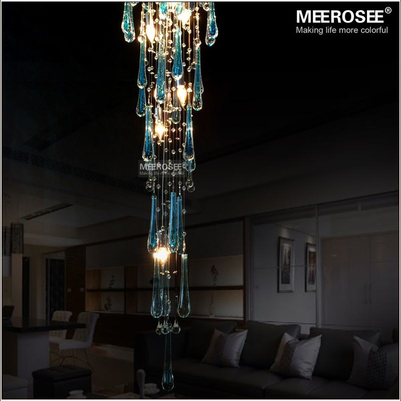 2214-L4 modern blue crystal chandelier light fixture lamp stair  lighting  (2)