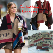 2014 Brand Prorsum Cashmere And Wool Scarf Monogramed Poncho Prorsum Cape Colour Block Check Blanket Poncho bufanda manta