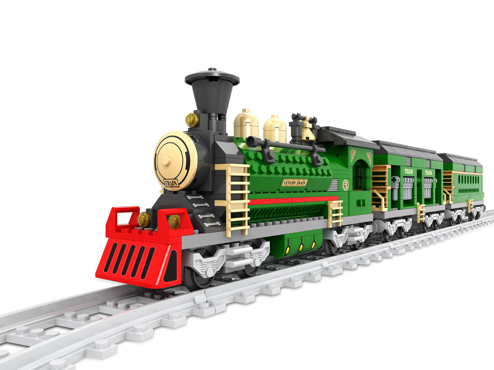 Train building blocks assembled plastic Retro train With Track Bricks blocks 666 pcs children's educational toys