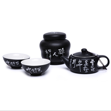 New 2015 1 pot 2 cups black portable travel easy 3pieces quick cup pot kung fu
