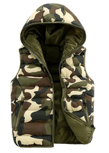 2015 winter Men’s & women lovers Korea style outdoor camouflage cotton hooded vests Men Down sleeveless jacket vest waistcoat
