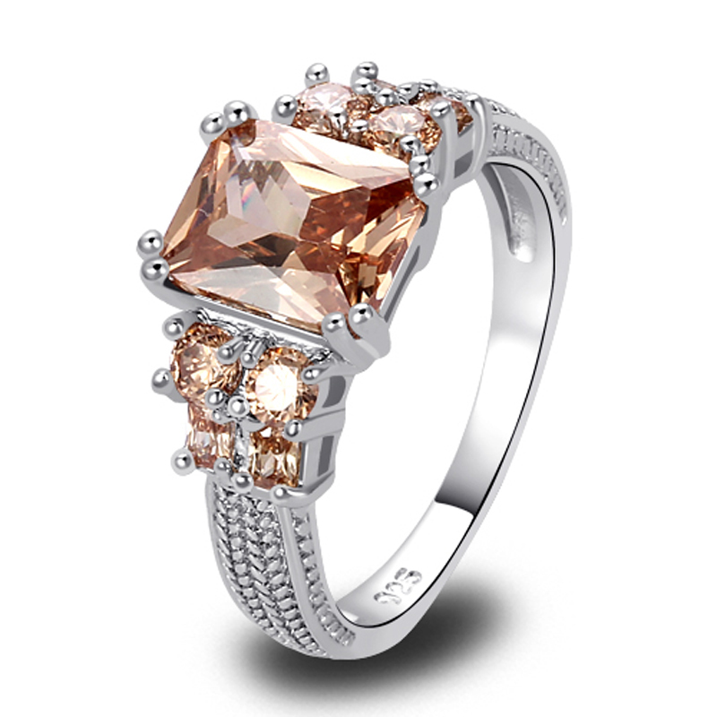 Wholesale Saucy Exalted Emerald Cut Morganite 925 Silver Ring Size 10 New Fashion Jewelry Gift For