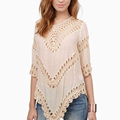 2016 Summer New Pierced female Bohemian Beach cotton tassels bikini blouse knitted coat beach blouse