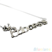 Fashion Crystal Words Letters With Crown Clavicle Chain Pendant Necklace Jewelry 2MV5