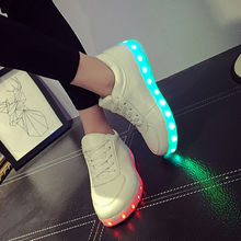 shoes women Male and female couple models with flat LED light shoelace recreational USB charging function