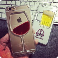 Hot sale Red Wine Cup Liquid Transparent Case Cover For Apple iPhone 4 4S 5 5S