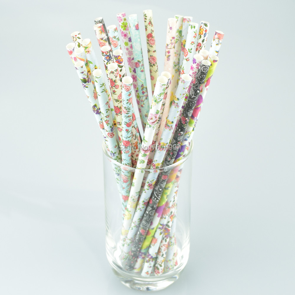 Free DHL/FEDEX/UPS 1000pcs Paper Straws, Flower Paper Straws, Drinking Paper Straws  Silver Foil Straw Party Deco