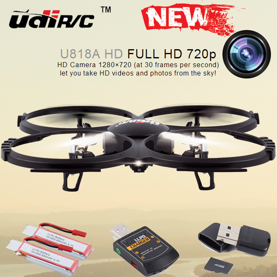 UDI U818A-HD 2.4G 4 CH 6 AXIS RC Quadcopter Drone with Camera HD Return Home Function VS SYMA X5SW JJRC H8C Free Shipping