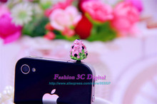 Crystal Diamond Strawberries Anti dust Plug Dustproof Plug For iPhone 4 4S 5 5S 6 6P