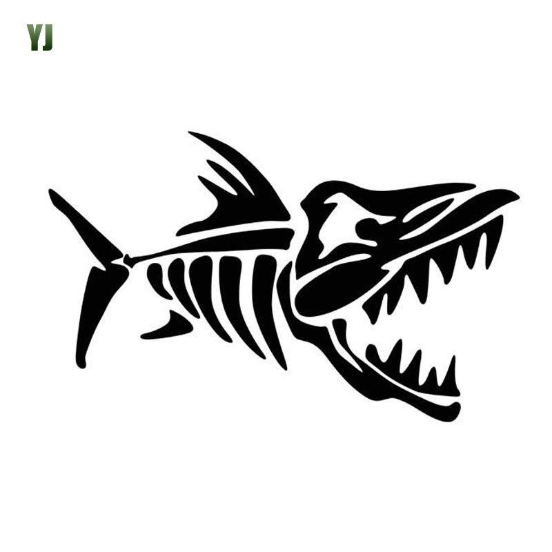 11*7CM Car Stickers Motorcycle Decals Personalized Car Stickers Cartoon FISH BONES Black/White CT-601