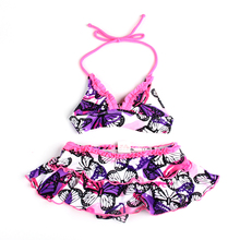 Girls Children Swimming Bathing Suit Biquine Butterfly Printed Costume Swimwear Swimsuit Bikini Meias Infantil Two Pieces