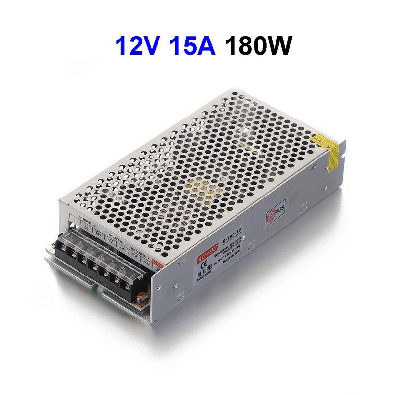( 10 pcs/lot ) DC12V 15A 180W Switching Power Supply Driver For LED Rigid Strip Display LCD Monitor CCTV Security Cameras