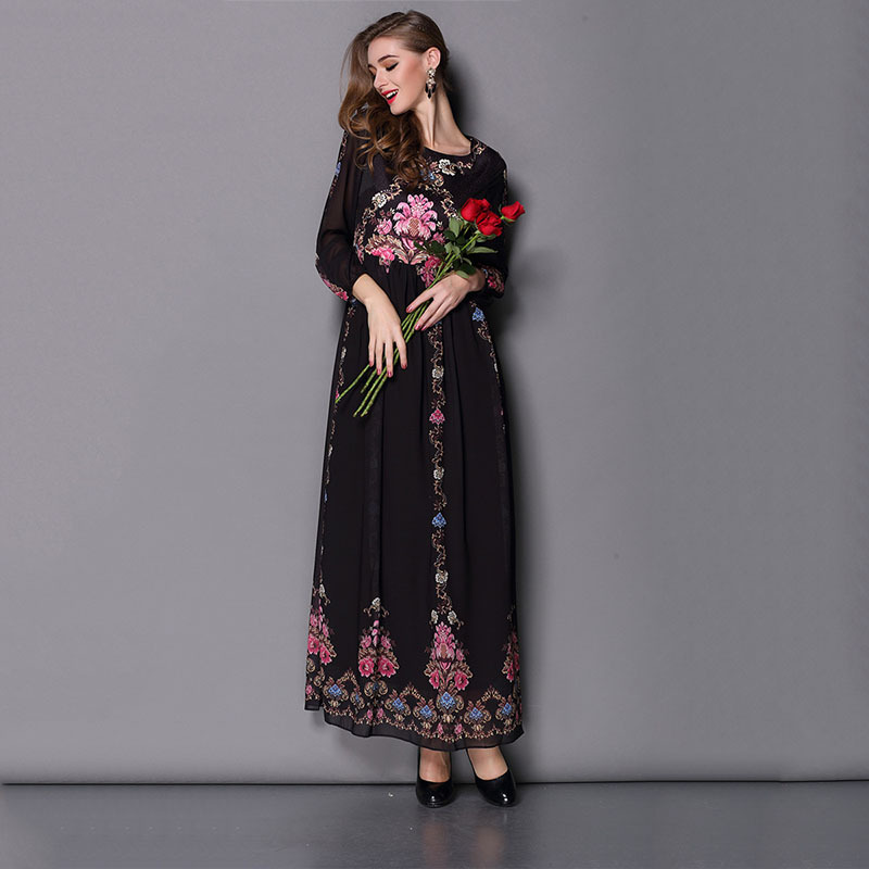 sleeve maxi dress FALL Long Dresses Black Blue Long Lantern Sleeves ...