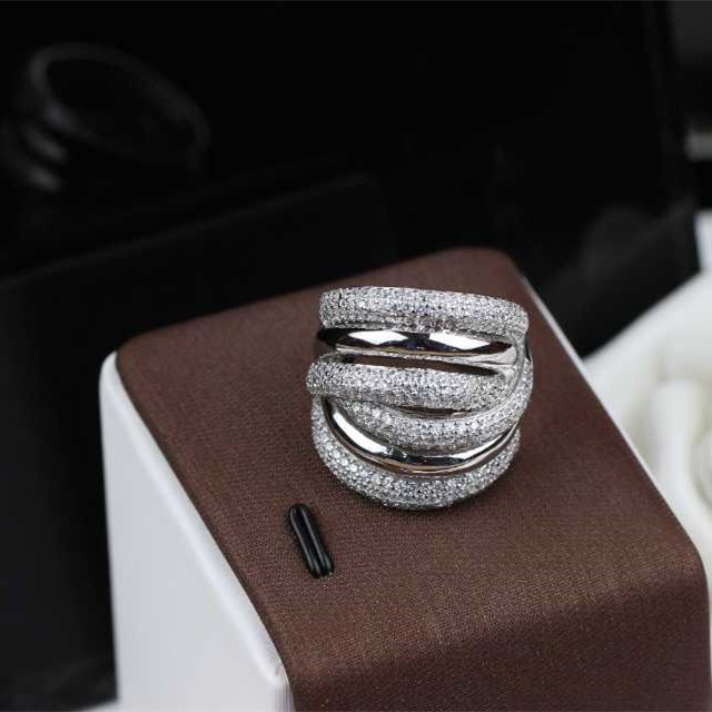 Free Shipment Designer Style Women Fashion Sterling Silver With Platinum/Gold Plated Zircon Ring