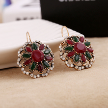 Hot-sales Resin Earrings Openwork patterns Made of Alloy Fashion Retro Style Jewelry for Women 2015 Christmas Gift
