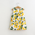 Girls Dress Brand 2017 Summer Girls Dresses Kids Clothes Cotton Lemon Floral Print Wedding Dress Girl