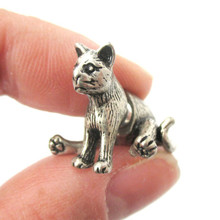 10pcs/lot 2015 Mini Lovely Aniaml 3D Sitting Kitty Cat Two Part Front and Back Retro Stud Eearrings Women S84