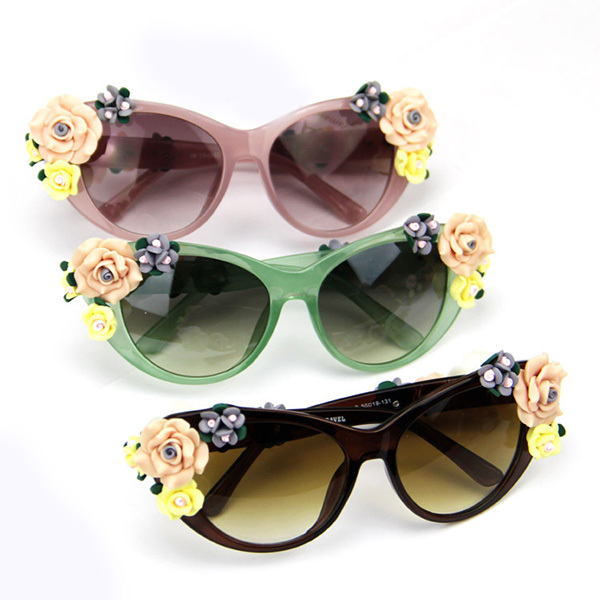 Fashion Oversized Women s Girls Sunglasses Retro Decor Floral Flower UV Glasses