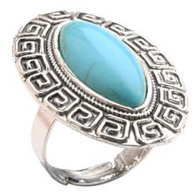 Vintage Retro Style Oval Jasper Jewelry Antique Silver Ring for 10 Style