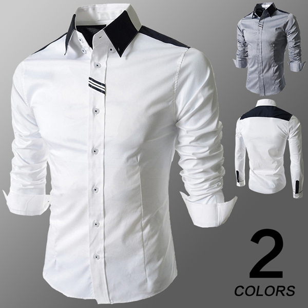 The spring 2015 of the new men s fashionable Ribbon Shirt dress shirts 8098