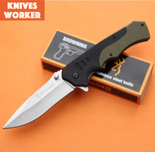 2015 Browning FA17 cuchillo de hoja plegable táctico del cuchillo 5Cr15Mov G10 de la lámina que acampa exterior cuchillos de la supervivencia lijado OEM