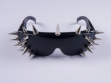 Black punk personality metal rivet glasses classic accessories djds stage glasses singer dancer show nightclub decoration