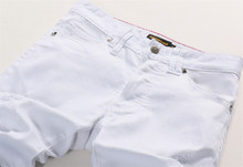Men s Fashion Slim Fit Letters Paper Print Jeans Male Plus Size 28 40 Casual White