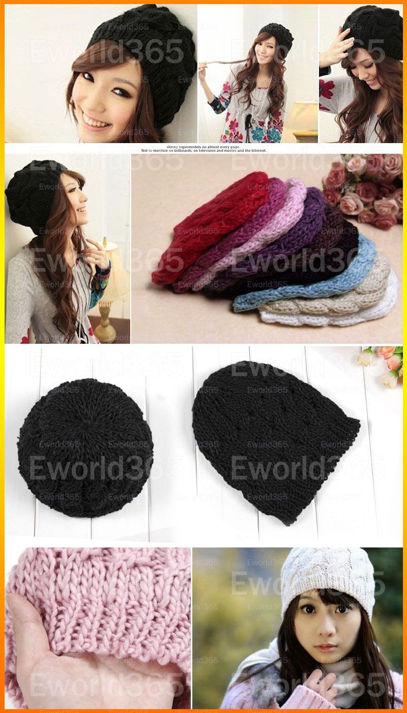 Hot sale Fashion New Winter Women LadiesCable Knit Knitted Crochet Beanie Hat Cap 9 Colors