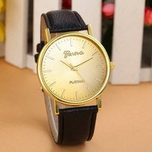 New Style Geneva Brand Casual Quartz Watch Women High Quality Gold Plated Leather Dress Watch Relogio Clock Women Hot