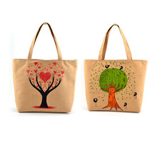 2016 New Woman Man Female Lady Shoulder Hand Crossbody Shopping Bag Canvas Fresh Tree Heart Bird Coffee Large Capacity Portable