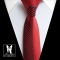 Lingyao NEW Luxury Mens Panel Tie High Quality Woven Necktie Half Solid Red with Black Diagonal