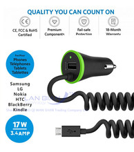 LANBIAN USB Car Charger Total 3 4A with Spring Shape Micro USB Cable Lighting Cable for