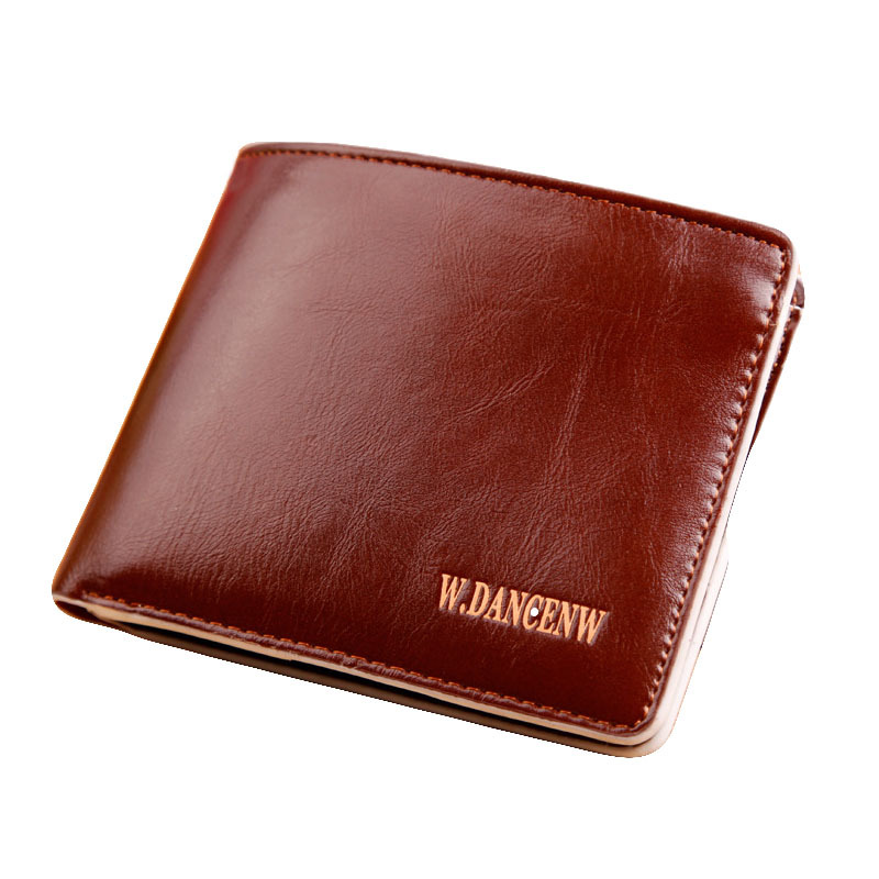 2015 famous brand men genuine leather short Wallet Oil wax cow leather thin purse carteira masculina