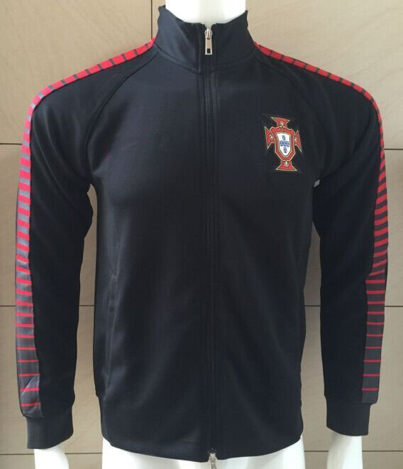 15/16 Portugal black Soccer Jacket 2016 Portugal Football Tracksuits Long Sleeve Sportswear
