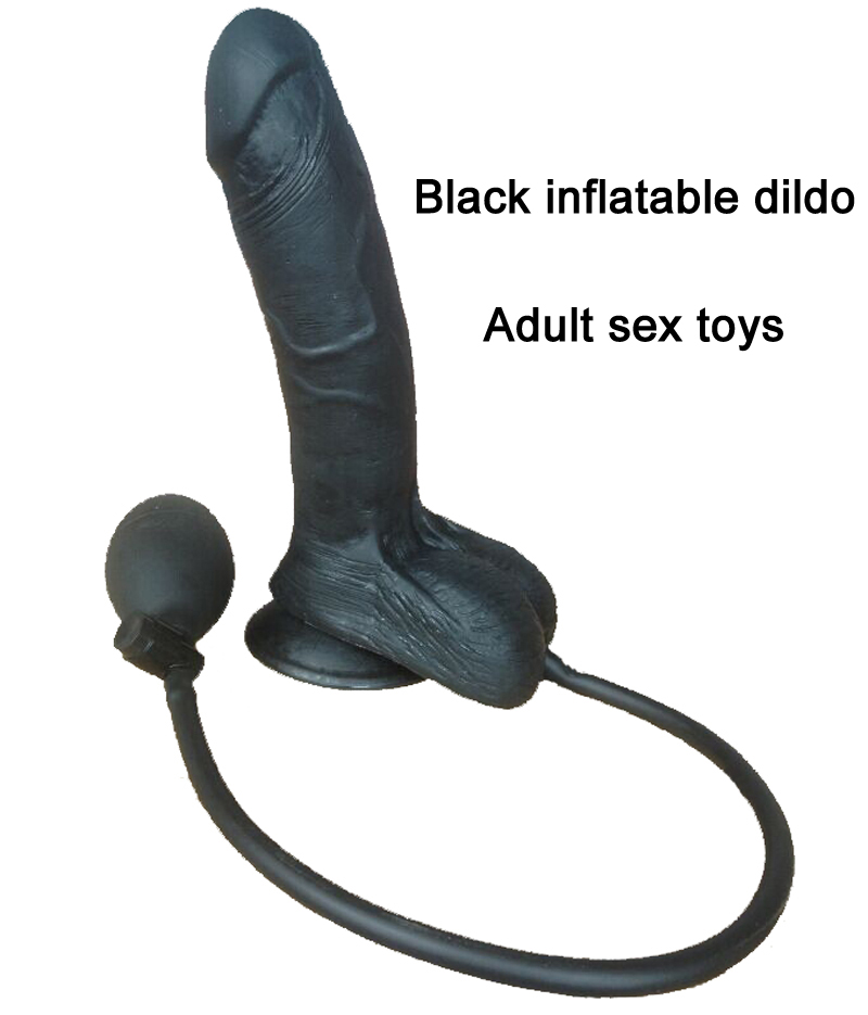 Black Inflatable Dildos with With sucker,Realistic penis Soft Cock,erotic toys For Female masturbation,Inflatable huge penis