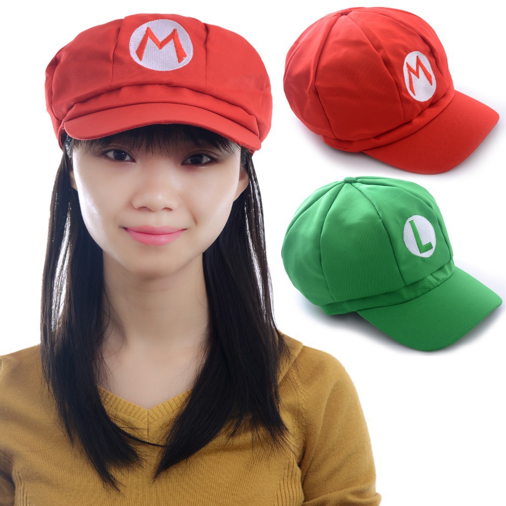 Cartoon Super Mario Red Green Caps Cosplay Outdoor Sun Hats Sports Hats Travel Casual Hats Visors Fits to Women Girls Boys #LN